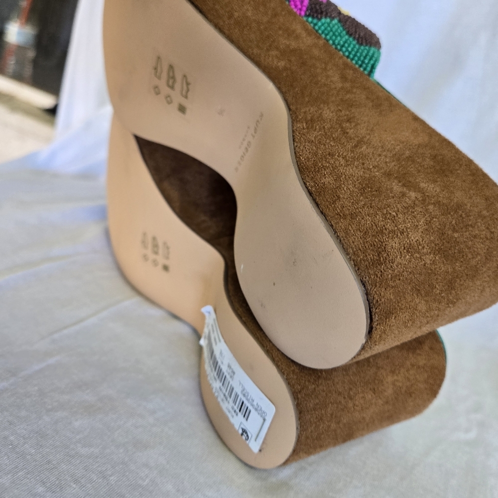 Kurt Geiger Beaded Floral Slide Mules in Teal, Green, Pink, Orange - Picture 15 of 16